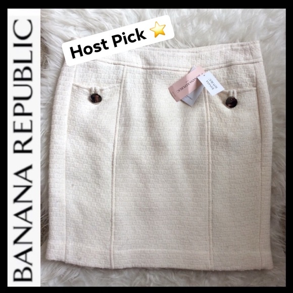 ⭐️HP⭐️NWT BR Petite Ivory Wool Blend Skirt - Picture 1 of 8